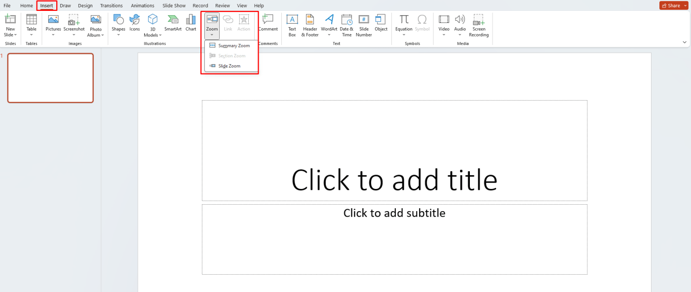 Enable Zoom feature in PowerPoint