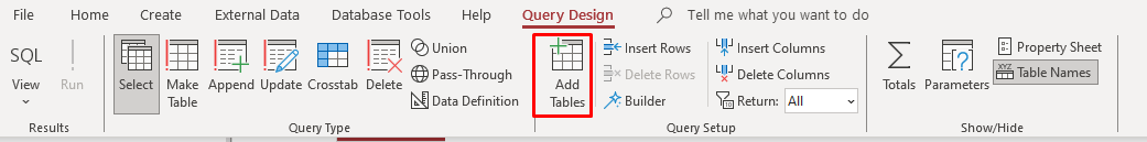 Add tables to query