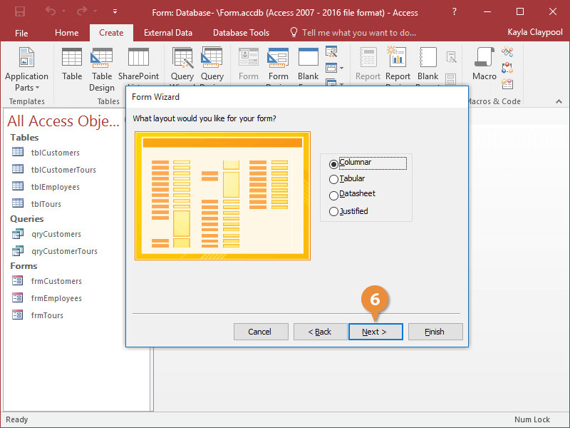 Create a form with the Form Wizard - Microsoft Access