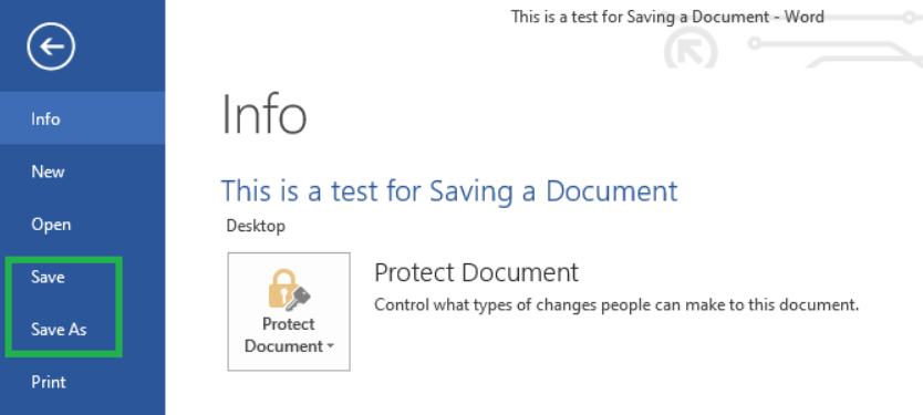 „Save“ Document - Microsoft Word