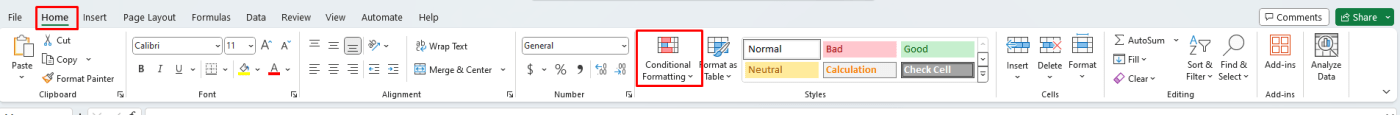 Conditional Formatting