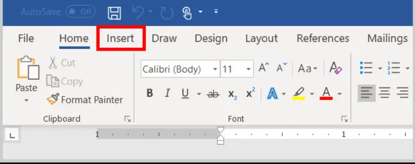 „Insert“ Tab  - Microsoft Word 2021