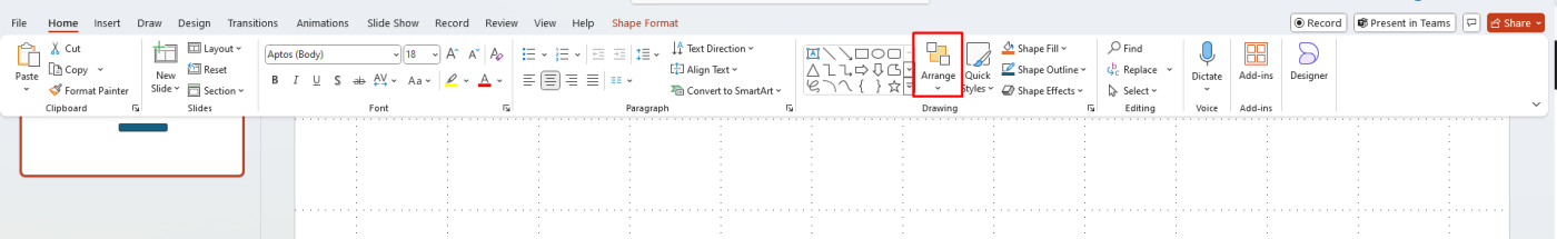 Arrange Feature for Layers in PowerPoint