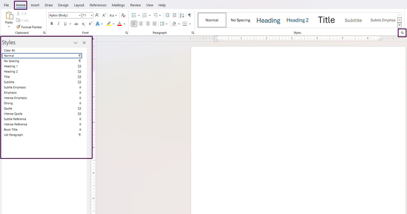 Custom Styles in Word