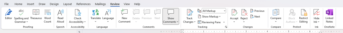 Review Tab in Word