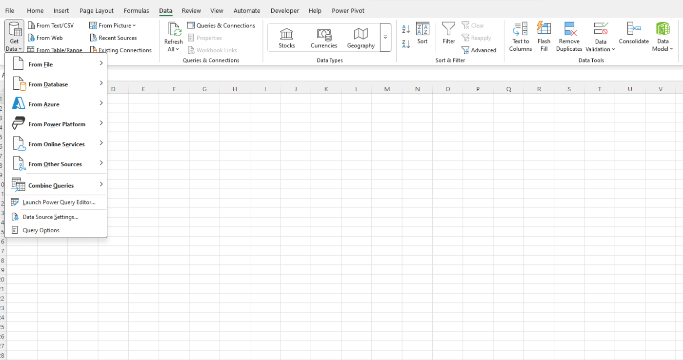 Large Data Sets in Excel