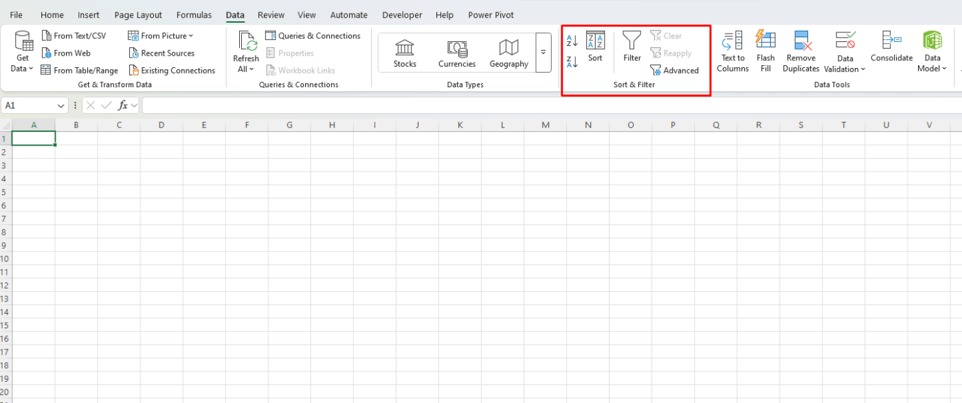 Large Data Sets in Excel