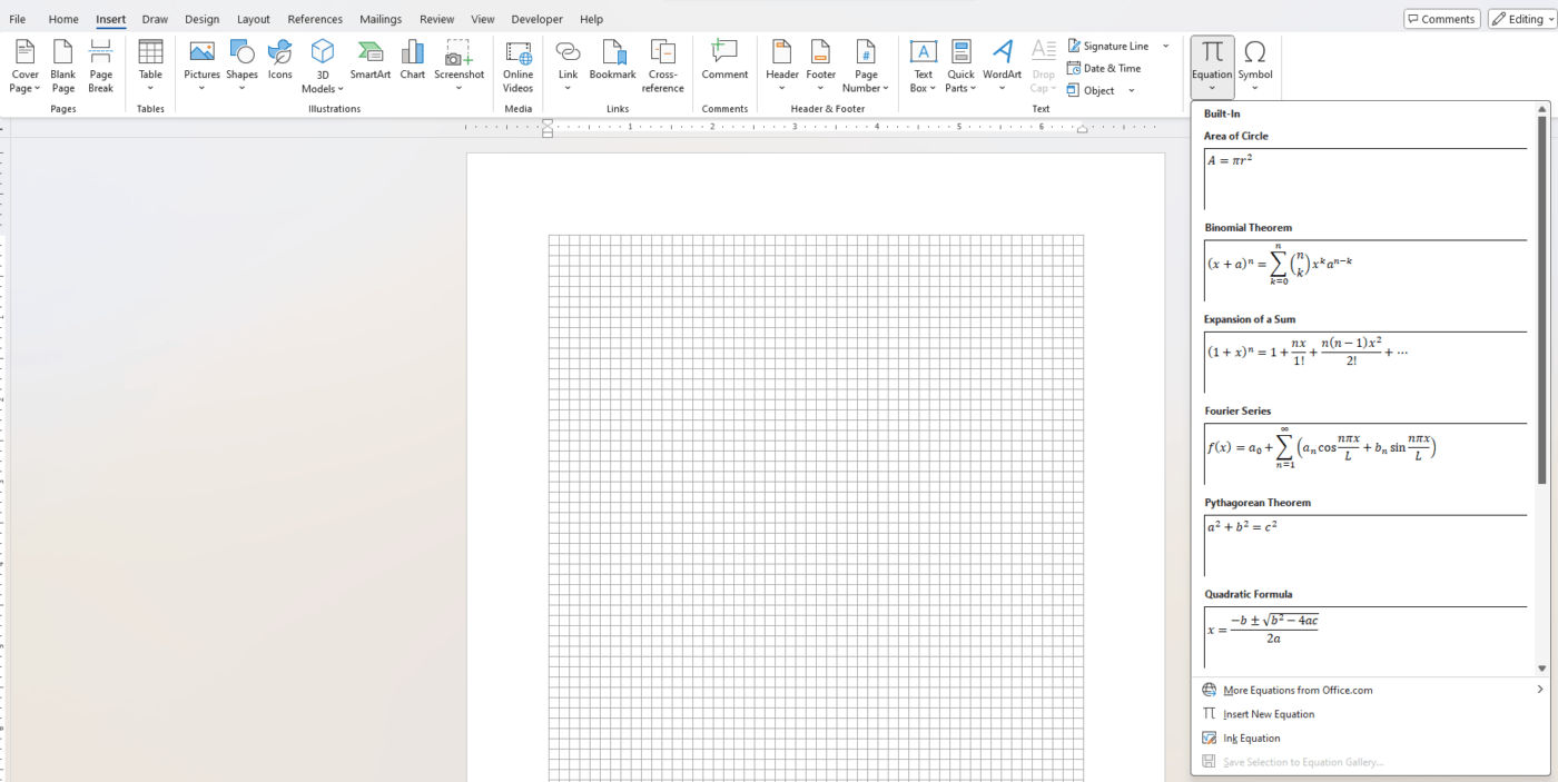 Word’s Equation Editor